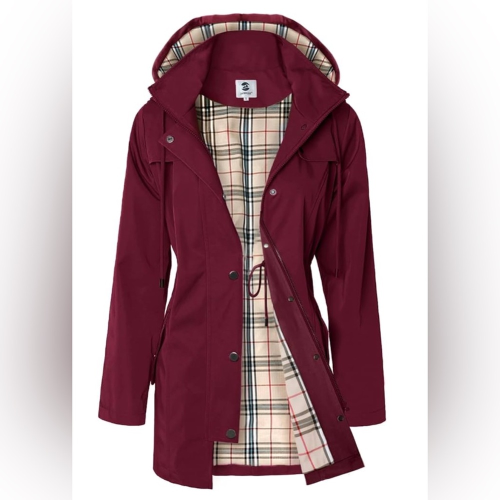 Saphirose Hooded Rain Jacket, L, Burgundy red